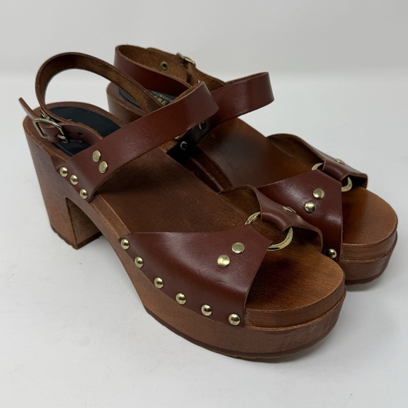 Swedish Hasbeens Leather Slingback Platform Clog Sandals 37 - Picture 7 of 16